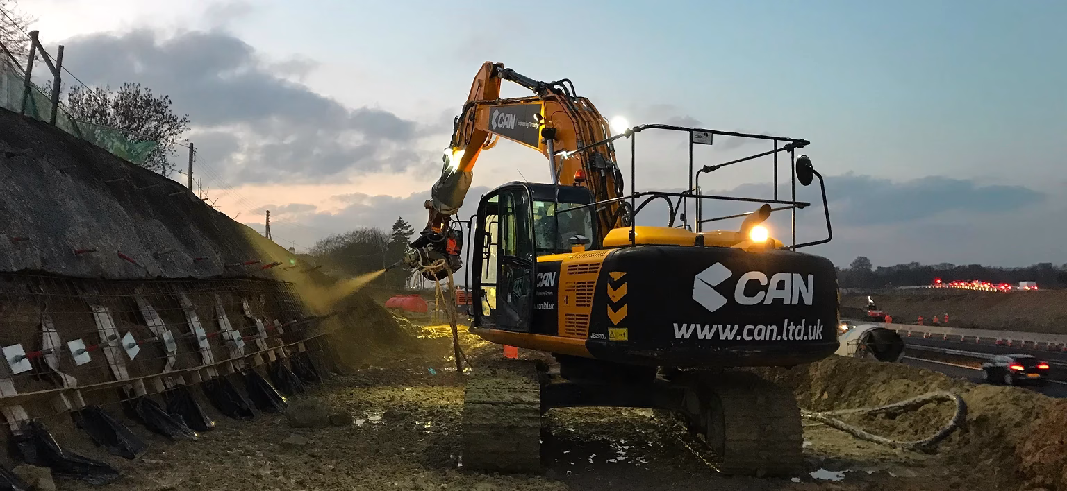 Heavy machinery with the CAN logo