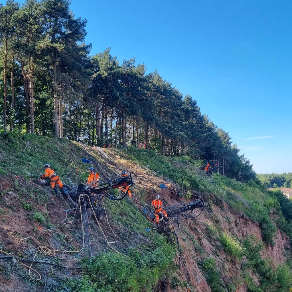 Workers on a slope