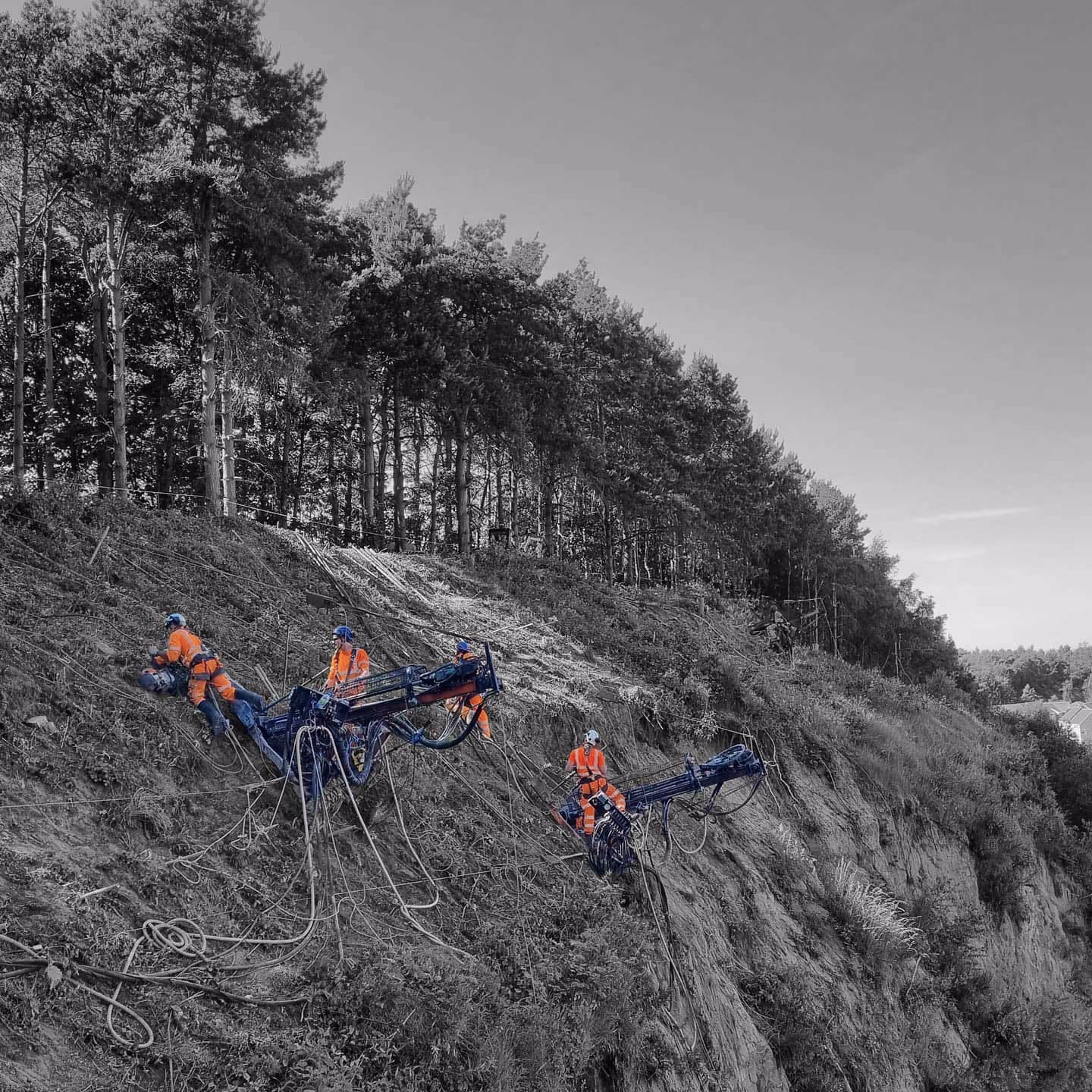 Workers on a slope