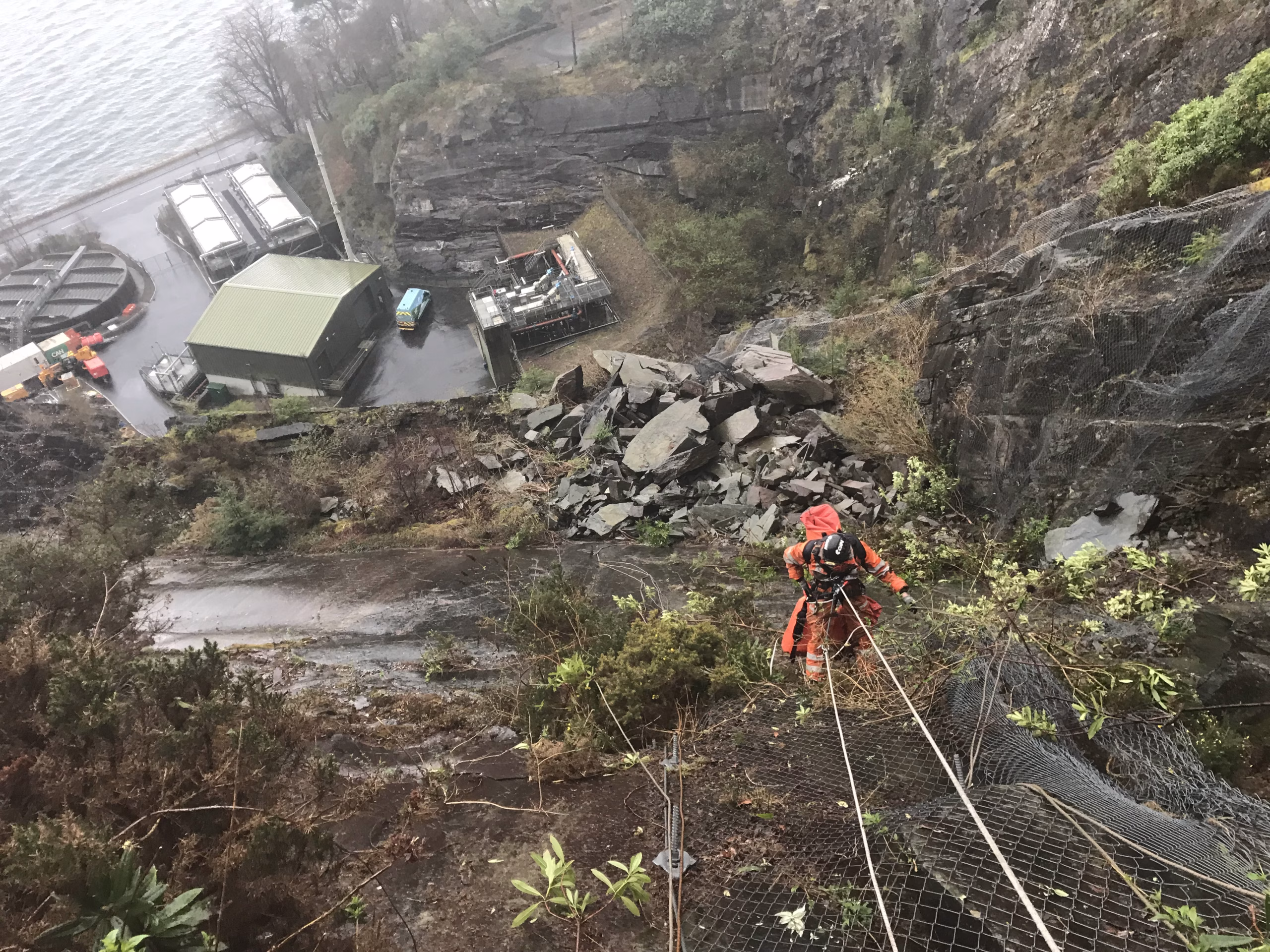 Void filling on a cliff side