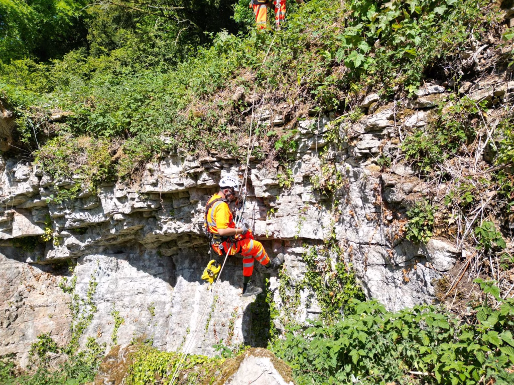 Working inspecting on a cliff side